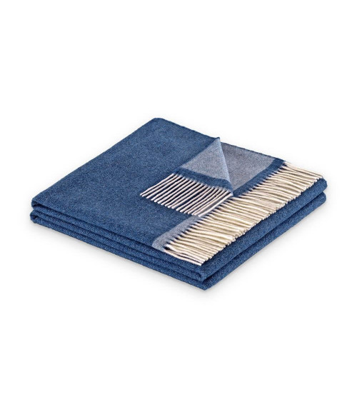 MANTA PLAID LANA MERINO SUPERFINE AZUL