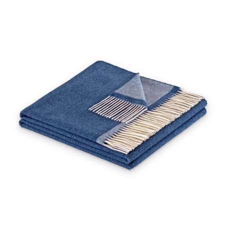 MANTA PLAID LANA MERINO SUPERFINE AZUL