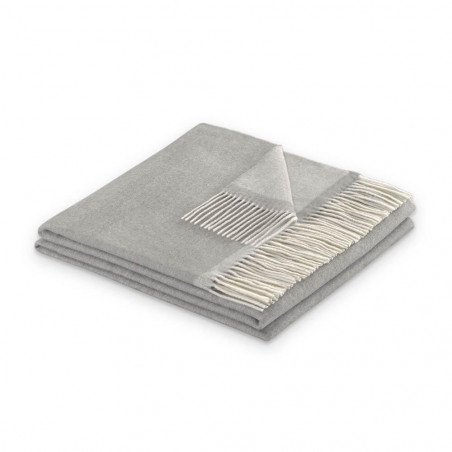 MANTA PLAID LANA MERINO SUPERFINE GRIS