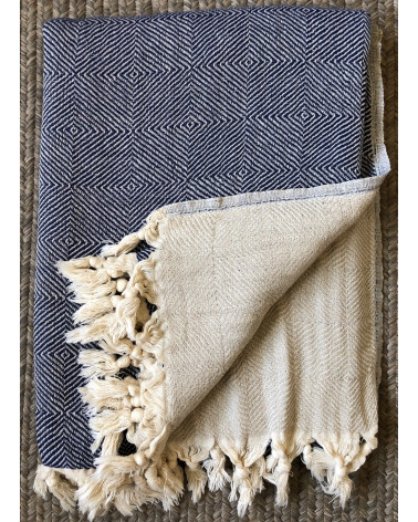 MANTA / THROW RUSTICA AZUL MARINO
